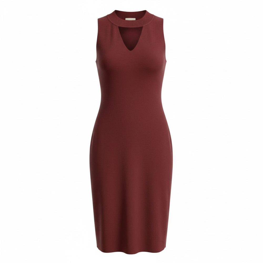 Wishlist Ribbed Midi Dress Size S Burgundy Cutout Sleeveless